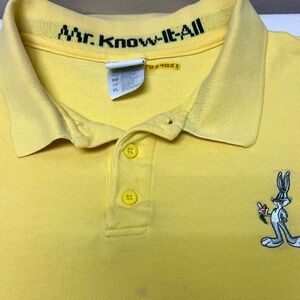 Warner Bros Bugs Bunny Vintage yellow polo. Size XL